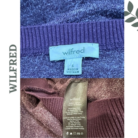 🛍️3/$40 Wilfred Purple Marled Lightweight Sweater Pullover Ribbed Cuff Sz Small - Picture 6 of 6